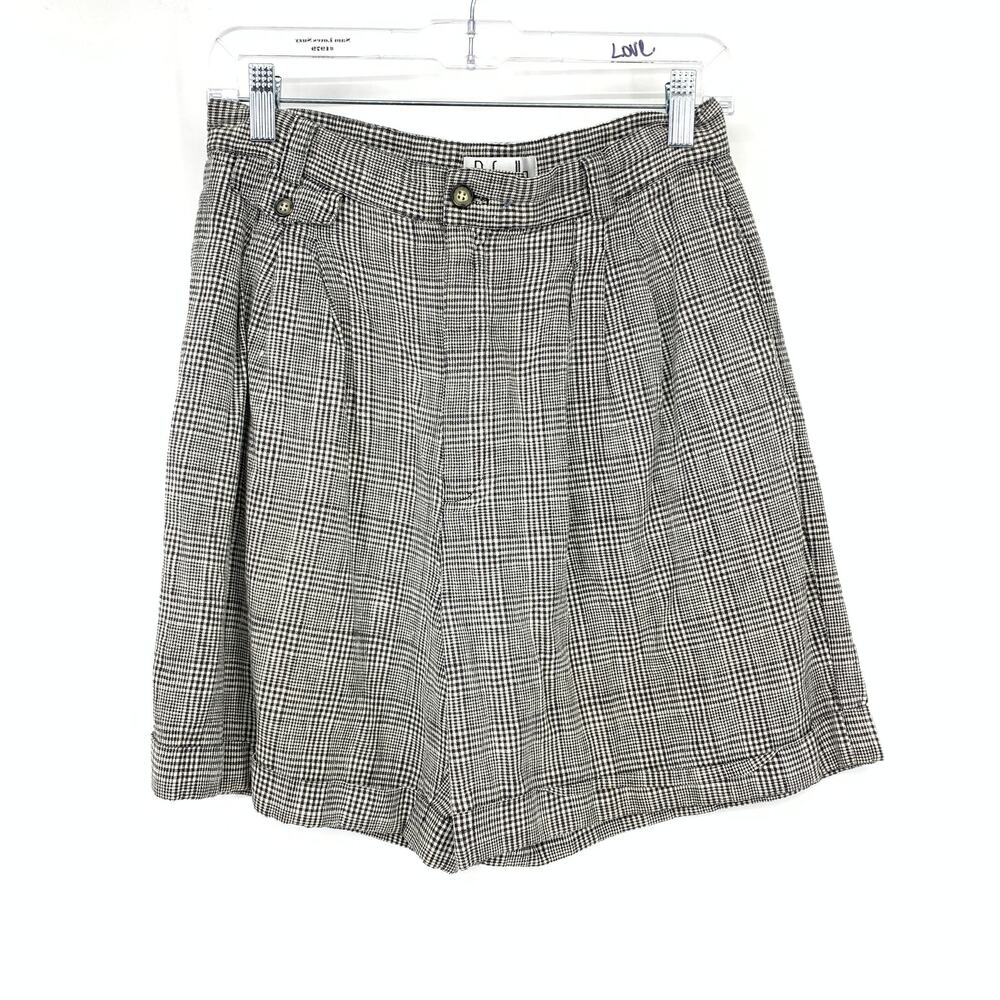 Vintage 90s Houndstooth Print Bermuda Shorts Womens Apx Sz 27" Black White